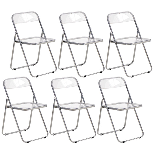 Lot de 6 Chaises Pliantes Transparentes de Couleur avec Pieds en Métal de Style Classique Pour Salon, Salle à Manger, Chambre, Balcon--43 x 38 x 75 cm