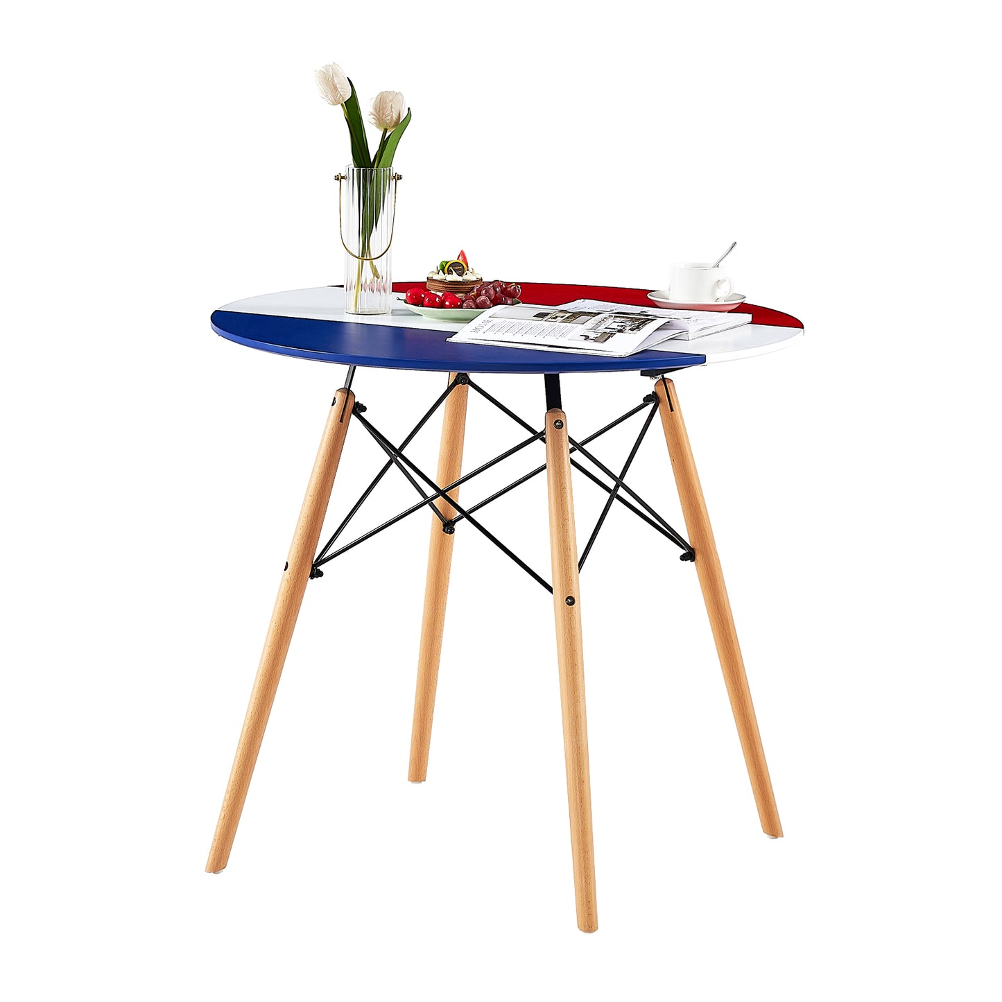 Table à Manger Ronde Scandinave avec Pieds en Hêtre - 80 x 80 x 75 cm - France