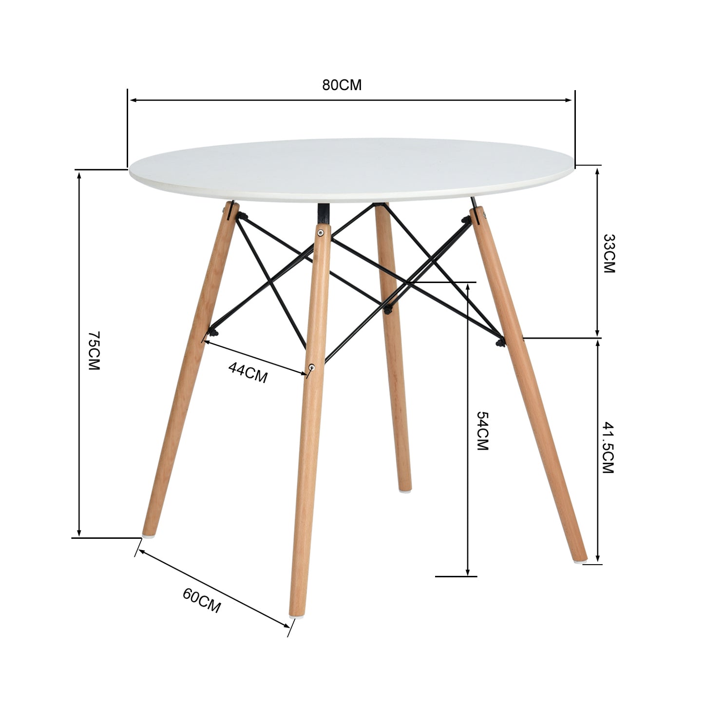Table à Manger Scandinave Laquée Blanc Mat pour 2 à 4 Personnes - 80 x 80 x 73 cm