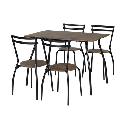 Ensemble de Table et Chaises - Table de Salle à Manger de 109x69x76cm avec 4 Chaises -Noir--Industriel