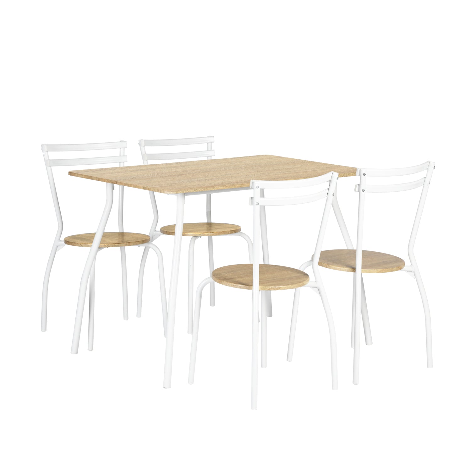 Ensemble de Table et Chaises - Table de Salle à Manger de 109x69x76cm avec 4 Chaises -Blanc--Industriel