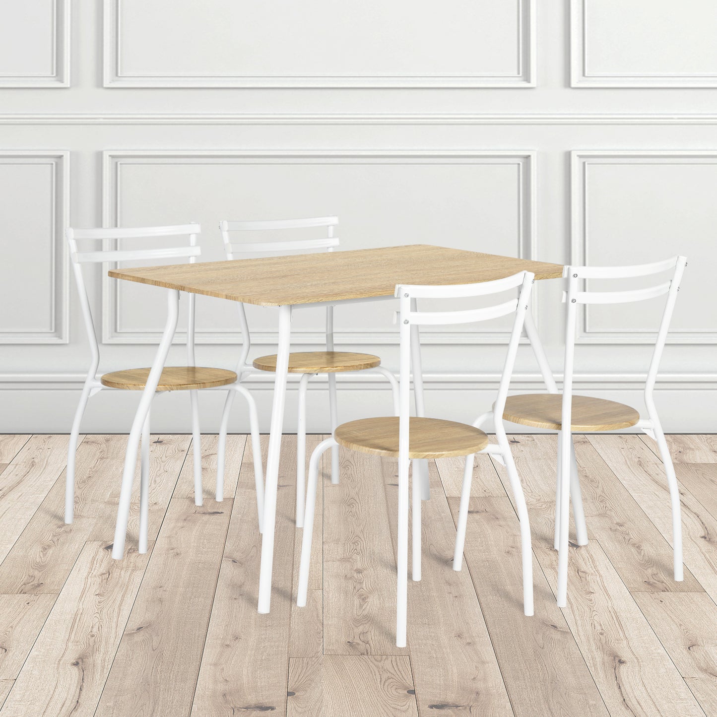 Ensemble de Table et Chaises - Table de Salle à Manger de 109x69x76cm avec 4 Chaises -Blanc--Industriel