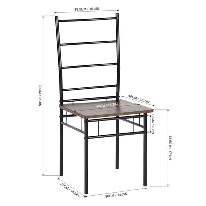 Lot de 8 Chaises de salle à manger, cadre en fer et modèle MDF – Design grain de bois marron – Style industriel