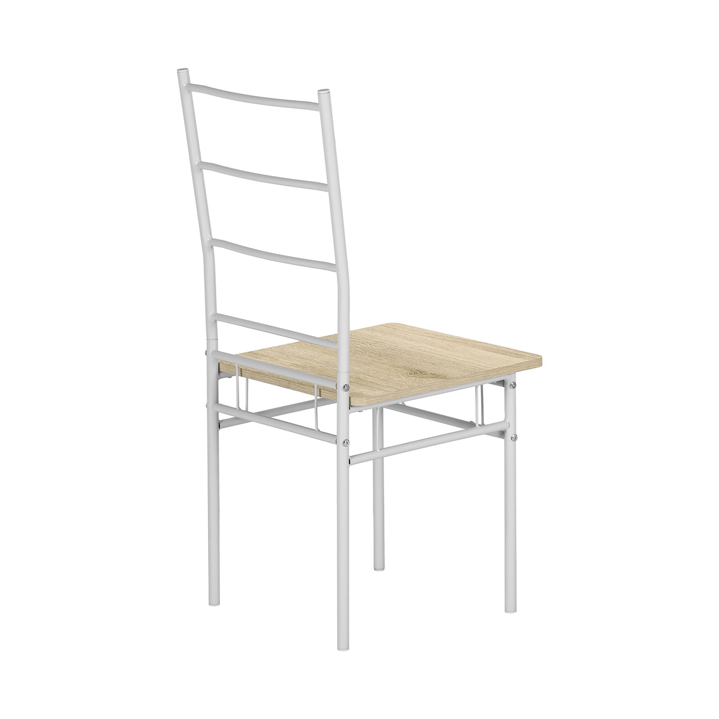 Ensemble de 4 chaises de salle à manger à dossier haut en hêtre clair et pieds en fer blanc de style industriel