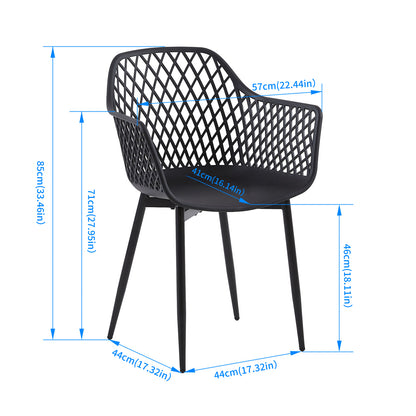 Lot de 6 Chaises de Salle à Manger de Style Scandinave - Noir - Idéales pour Terrasse, Jardin et Extérieur
