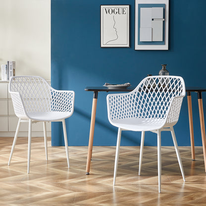 Lot de 2 Fauteuil Chaises Blanc Plastique Scandinave Chaise de Salle à manger