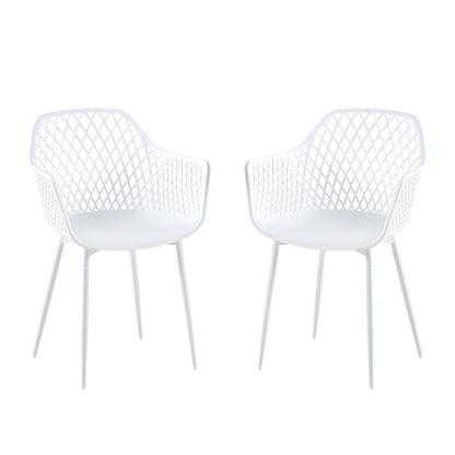 Lot de 2 Fauteuil Chaises Blanc Plastique Scandinave Chaise de Salle à manger
