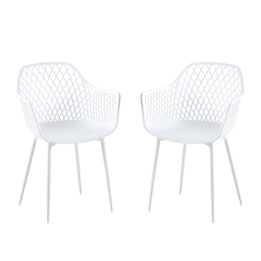 Lot de 2 Fauteuil Chaises Blanc Plastique Scandinave Chaise de Salle à manger