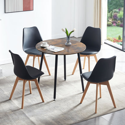 Table à Manger Ronde en Bois de Style Nordique Moderne Scandinave - 80 x 80 x 74 cm - Marron