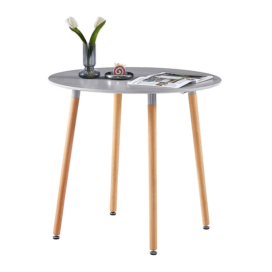 Table à Manger Ronde en Bois de Style Nordique Scandinave - 80 x 80 x 74 cm - Grise