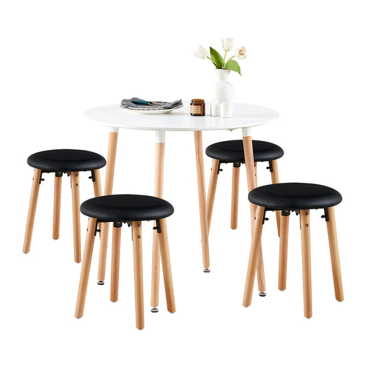 Ensemble table et chaises 4 personnes Blanc et 4 noir chaises Design Scandinave - pour Cuisine, Salle à Manger, Salon