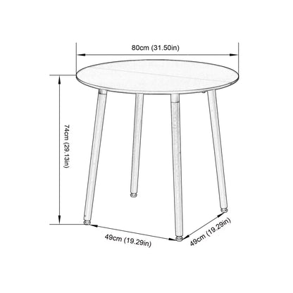 Table à manger, Table de cuisine ronde, Bleu lac, style industriel