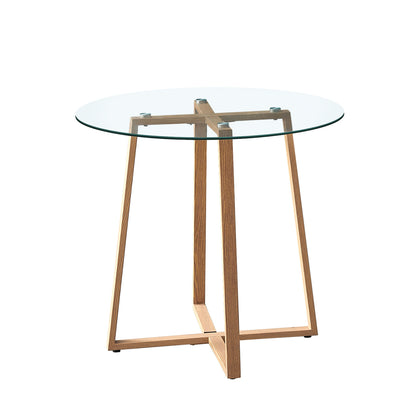 Ensemble de Table et Chaises de Style Scandinave - Table Ronde Transparente Φ80*75cm et 4 Chaises Blanches Élégantes 46x43x83cm