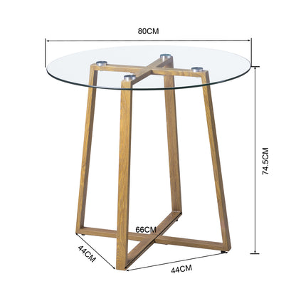 Ensemble de Table et Chaises de Style Scandinave - Table Ronde Transparente Φ80*75cm avec 2 Fauteuils Élégants en Velours Rose 47x52x82cm