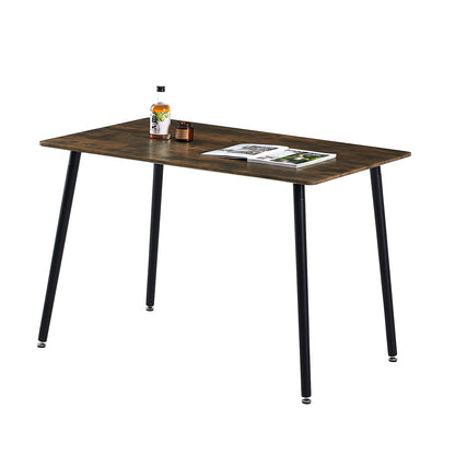 Table à Manger pour 4 à 6 Personnes au Style Industriel - Plateau en Placage Marron Mat avec Pieds en Bois - 110 x 70 x 73 cm