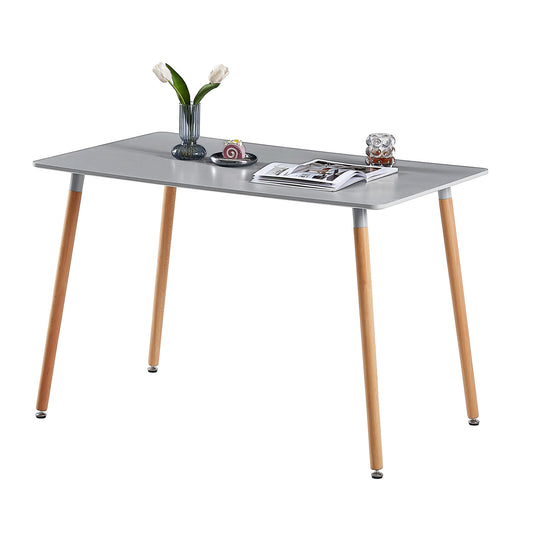 Table à Manger pour 4 à 6 Personnes au Style Moderne - Couleur Gris avec Pieds en Bois - 110 x 70 x 73 cm