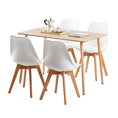 Table à Manger pour 4 à 6 Personnes au Style Moderne - Plateau en Chêne Plaqué Mat avec Pieds en Bois - 110 x 70 x 73 cm