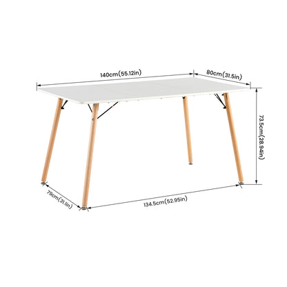 Table à Manger pour 4 à 6 Personnes au Style Moderne, Bureau, Adaptée à la Cuisine, Manger, Salon et au Bureau, 140 x 80 x 73.5 cm--Blanc