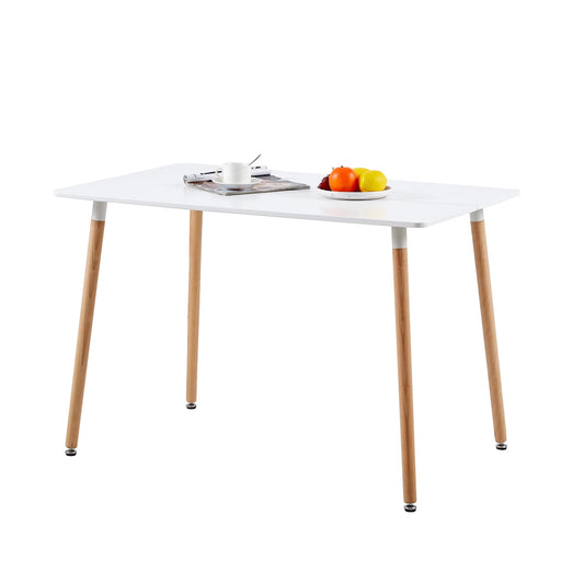 Table a manger rectangulaire en bois salle a manger scandinave simple table en bois a quatre pieds 110*70*73cm -blanc