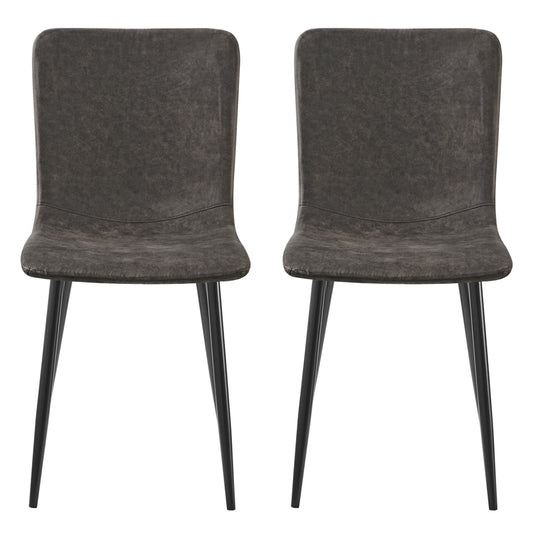 Lot de 2 Chaises de Salle à Manger avec Pieds en Métal - Noir