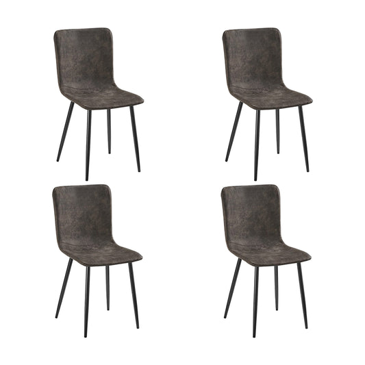 Lot de 4 Chaises de Salle à Manger avec Pieds en Métal - Noir