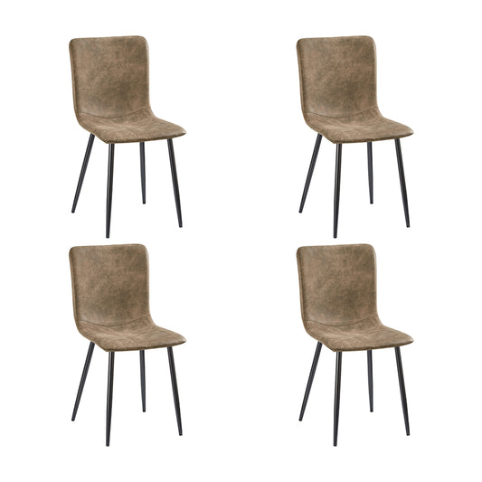 Lot de 4 Chaises de Salle à Manger avec Pieds en Métal - Marron