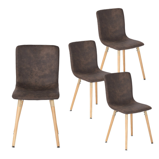 Lot de 4 Chaises de Salle à Manger Tissu noir avec Pieds en Bois