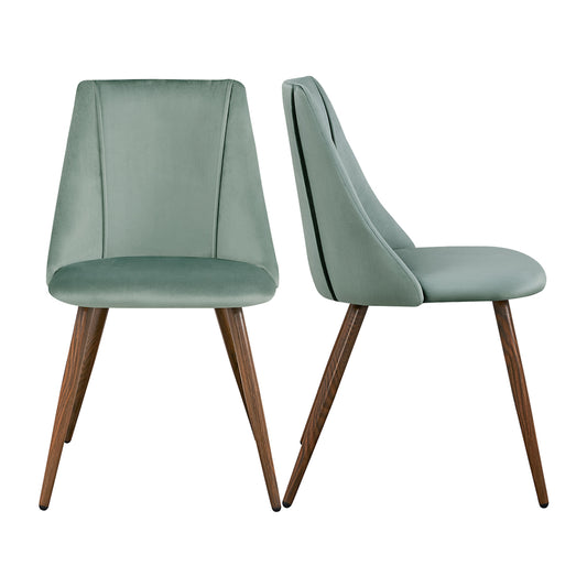 Lot de 2 Chaises de Salle à Manger en Velours Vert Rétro de Style Scandinave