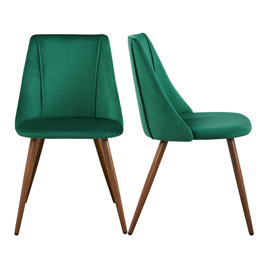 Lot de 2 Chaises de Salle à Manger en Velours Vert de Style Scandinave