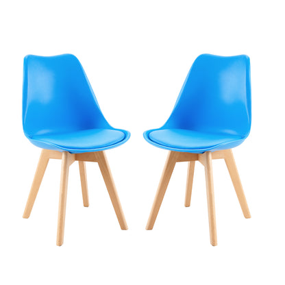 Lot de 2 chaises au design Scandinave contemporain pour salle à manger - Bleu vif