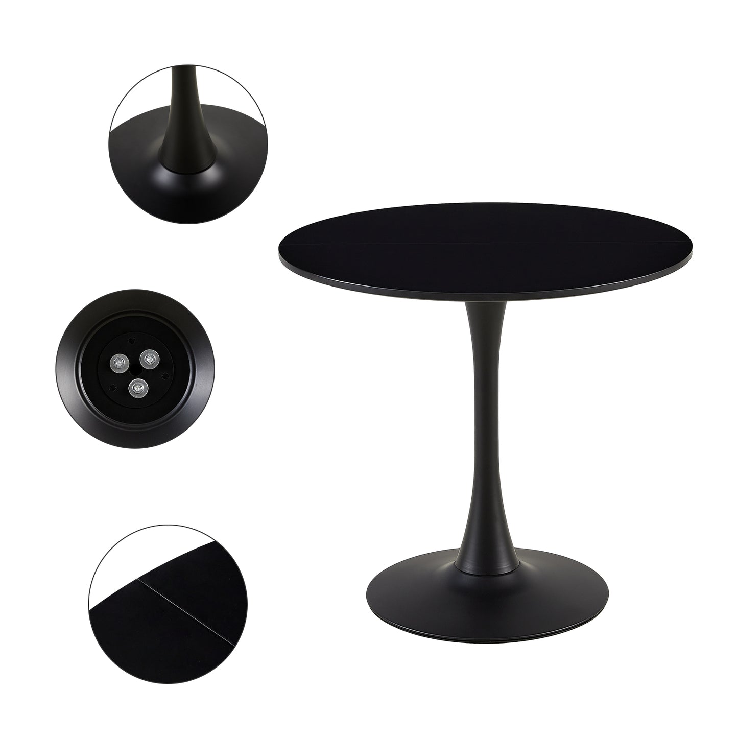 Table Ronde Noir Loisirs Table à Manger Scandinave Balcon Petite Table Ronde(Size:80x80x73cm)