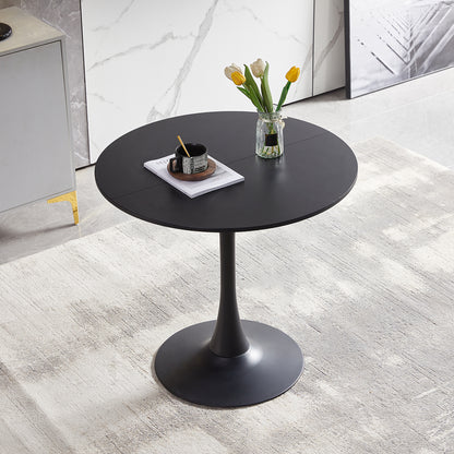 Table Ronde Tulipe Noir Loisirs Table à Manger Scandinave Balcon Petite Table Ronde(Size:80x80x73cm)