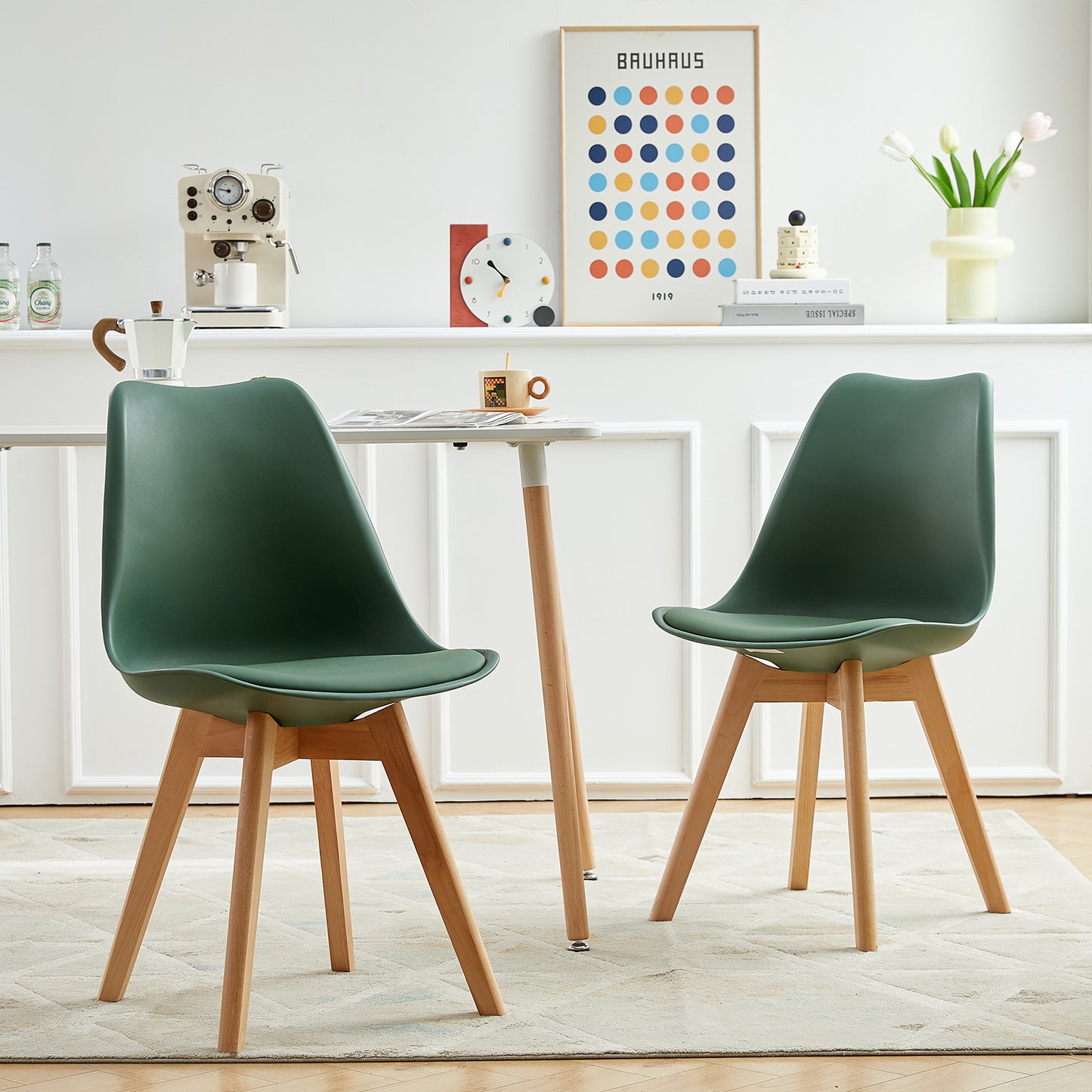 1× chaise de salle à manger design contemporain scandinave - Vert