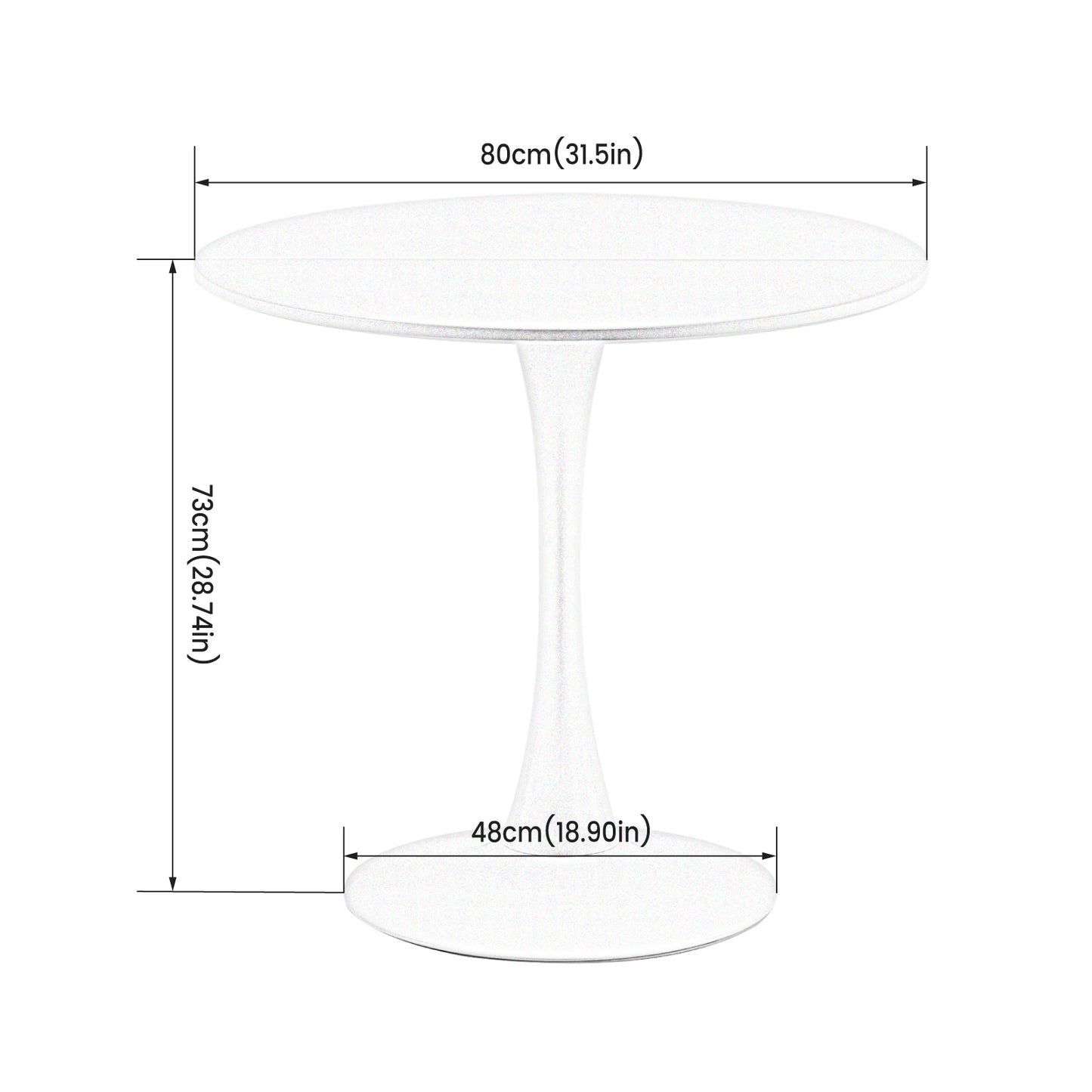 Table à manger de cuisine ronde pour 2 à 4 personnes, pour salon, salle à manger, bureau, 80 x 80 x 73 cm, design interrompu, gris