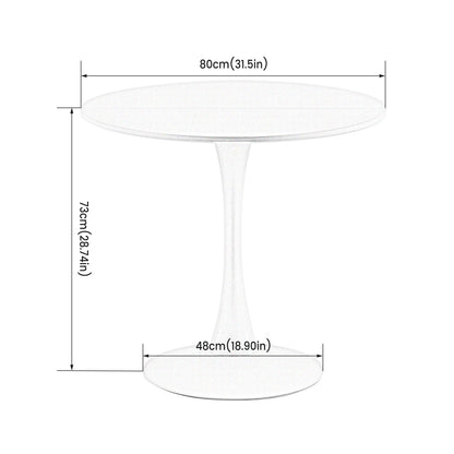 Table à manger de cuisine ronde pour 2 à 4 personnes, pour salon, salle à manger, bureau, 80 x 80 x 73 cm, design interrompu, gris