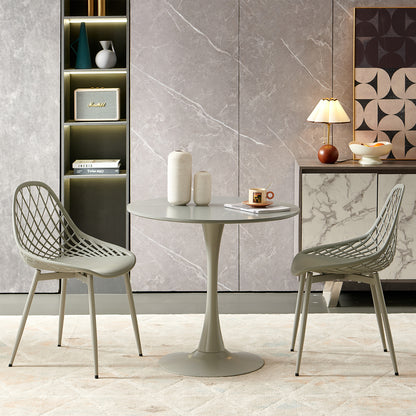 Table à manger de cuisine ronde pour 2 à 4 personnes, pour salon, salle à manger, bureau, 80 x 80 x 73 cm, design interrompu, gris