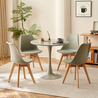 Table à manger de cuisine ronde pour 2 à 4 personnes, pour salon, salle à manger, bureau, 80 x 80 x 73 cm, design interrompu, gris
