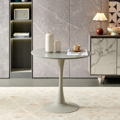 Table à manger de cuisine ronde pour 2 à 4 personnes, pour salon, salle à manger, bureau, 80 x 80 x 73 cm, design interrompu, gris
