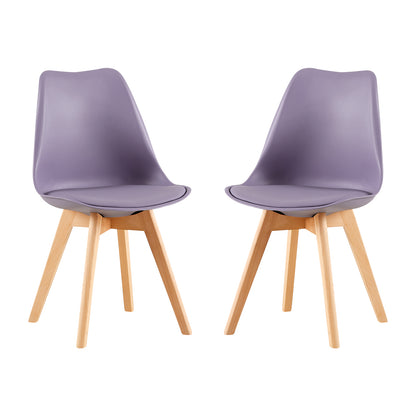 Lot de 2 chaises de salle à manger design contemporain scandinave - Gris-violet