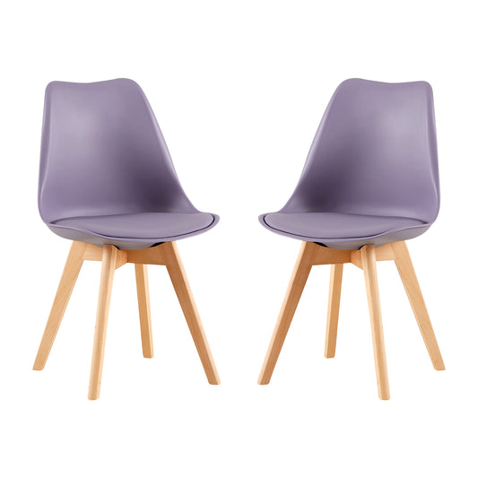 Lot de 2 chaises de salle à manger design contemporain scandinave - Gris-violet