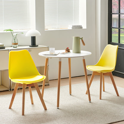 Lot de 2 chaises au design Scandinave contemporain pour salle à manger - Jaune citron