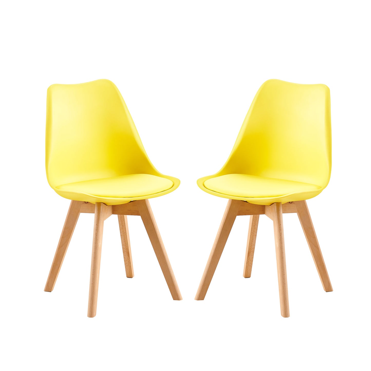 Lot de 2 chaises au design Scandinave contemporain pour salle à manger - Jaune citron