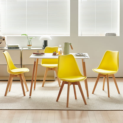 Lot de 2 chaises au design Scandinave contemporain pour salle à manger - Jaune citron