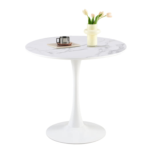 Table ronde de style médiéval moderne - 75 cm pour cuisine/salle à manger/salon/bureau - Plateau en marbre