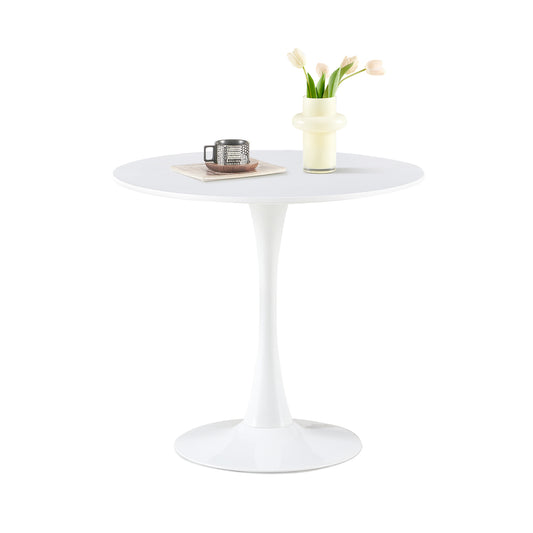 Table ronde de style médiéval moderne 75 cm pour cuisine/salle à manger/salon/bureau - Blanc