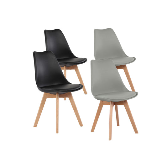 Lot de 4 chaises au design contemporain Scandinave pour salle à manger - Mélange de couleurs 2 Gris + 2 Noir