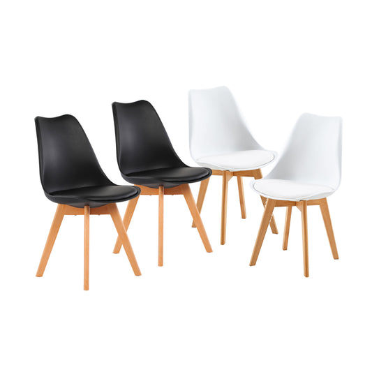 lot de 4 chaises de salle à manger design contemporain scandinave-Melange de Couleurs 2 Blanc + 2 Noir