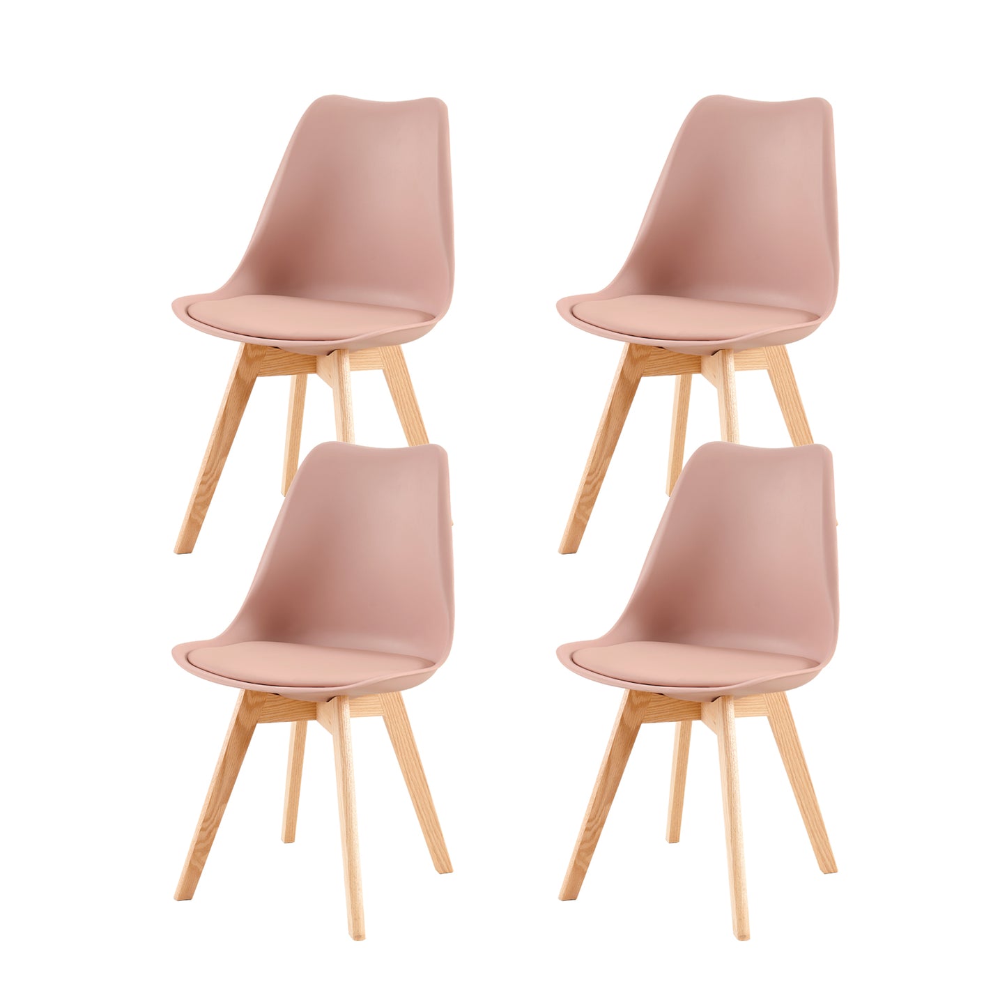 Lot de 4 chaises de cuisine en a manger design contemporain scandinave pieds bois de chene - Couleur Pate de Haricot