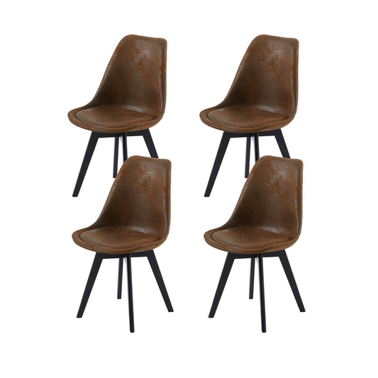 Lot de 4 chaises Scandinaves pour Salle à Manger - Marron