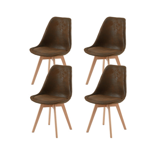 Lot de 4 chaises Scandinaves pour Salle à Manger - Marron